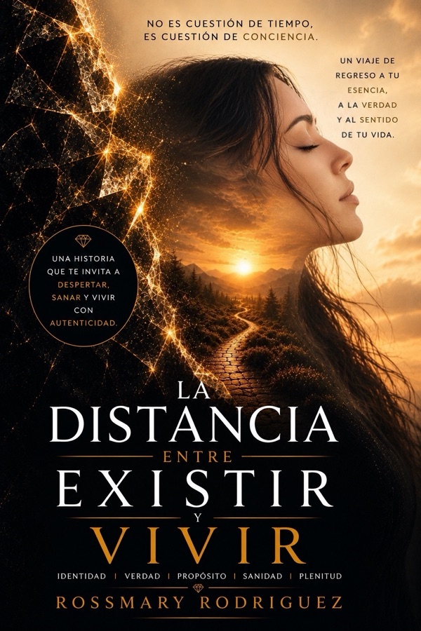 Portada del libro La distancia entre existir y vivir, de Rossmary Rodríguez